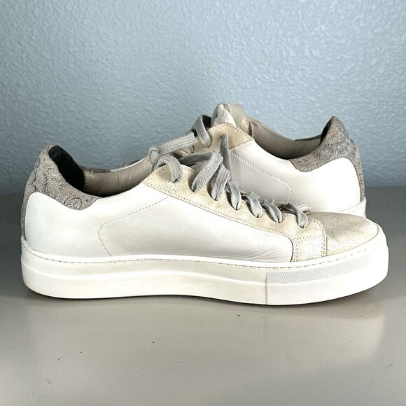 P448 Women Thea White Leather Grey Suede Sneakers Shoes Size 39 US 8.5 Italy - Picture 7 of 16